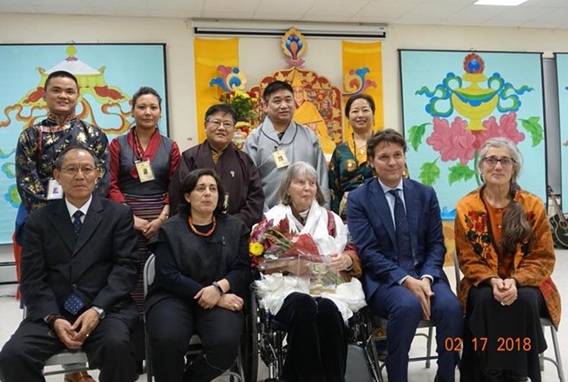 Grace Spring (center, first row) with representatives from International Campaign for Tibet and Tibetan Association of Vermont, and her daughter, Cassandra Corcoran (far right) - TSETEN ANAK