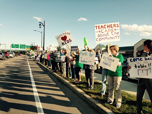 Burlington teachers picketing in 2016 - FILE: MOLLY WALSH