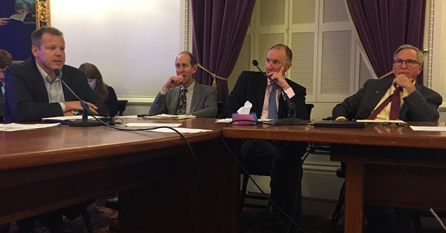 Left to right: Tax Commissioner Kaj Samsom, Health Commissioner Mark Levine, assistant attorney general Ultan Doyle and Public Safety Commissioner Tom Anderson at Monday's meeting - SASHA GOLDSTEIN