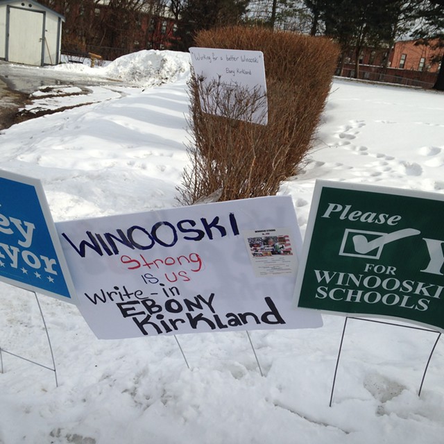 Election signs in Winooski - MOLLY WALSH