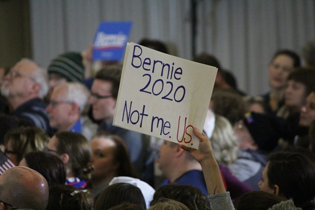 Bernie Sanders supporters at a rally in Concord, N.H. - PAUL HEINTZ