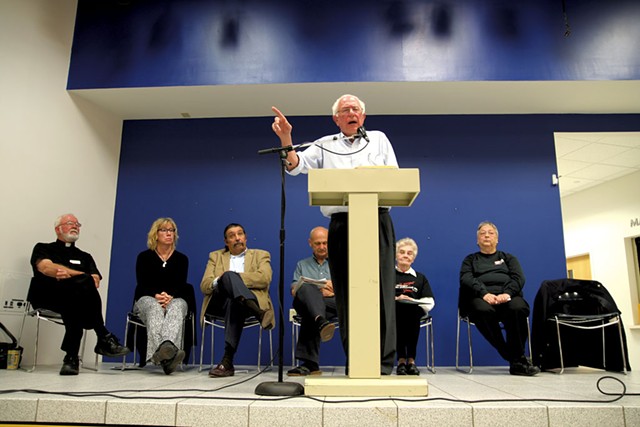 Sen. Bernie Sanders speaks in Dubuque, Iowa, in September 2014. - FILE: ADAM BURKE