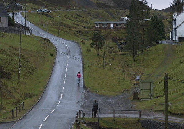 A gorgeous telephoto shot of a Scottish village in Under the Skin - CANAL+