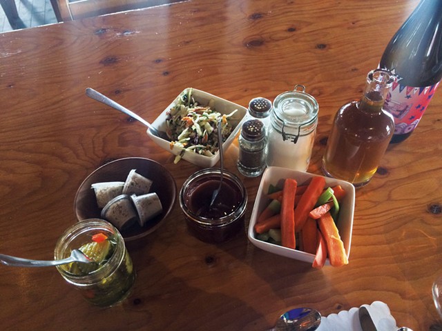 Slaw, syrup, crudit&eacute;s, pickled beets, relish and cretons - MOLLY ZAPP