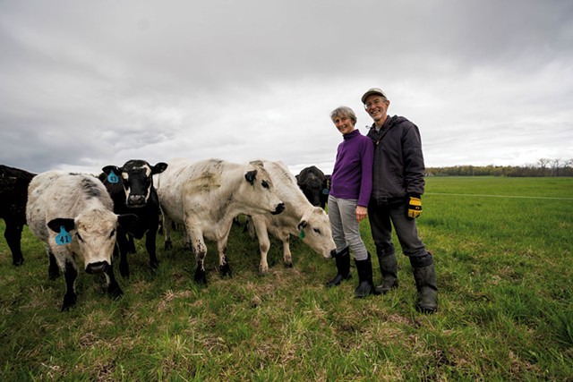 Co-owners Joan Falcao (left) and her partner Bob Fireovid with the herd at Health Hero Farm - DARIA BISHOP