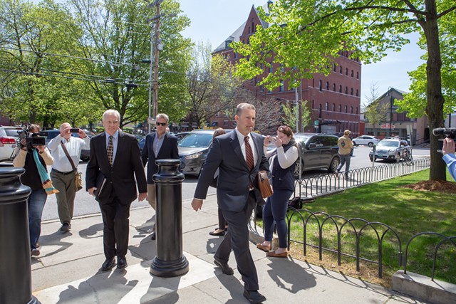 Bill Stenger, left, arriving at federal court with attorney Brooks McArthur - LUKE AWTRY