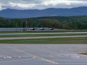 Four F-35s parked at Burlington International Airport - COURTESY: GENE RICHARDS