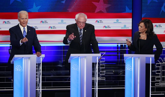 Sen. Bernie Sanders at the Democratic presidential debate in Miami - AP
