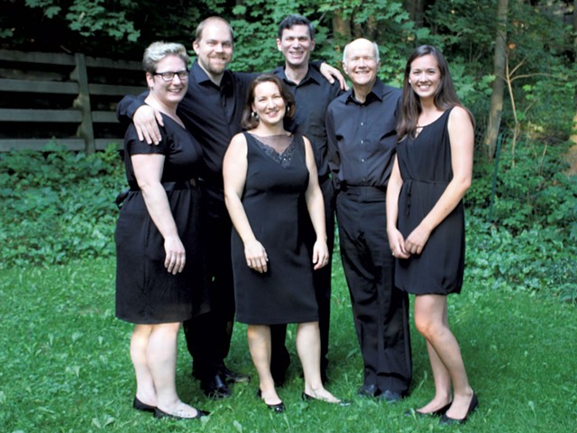 Green Mountain Monteverdi Ensemble of Vermont, from left: Carolyn Dickinson, Adam Hall, Lindsey Warren, Stephen Falbel, Erik Nielsen and Molly Clark - COURTESY PHOTO
