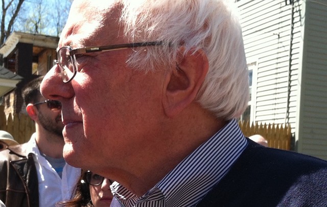 Sen. Bernie Sanders (I-Vt.) on the presidential campaign trail in New Hampshire in May - TERRI HALLENBECK