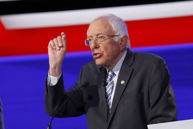 Sen. Bernie Sanders at Tuesday's debate in Ohio - JOHN MINCHILLO/ASSOCIATED PRESS