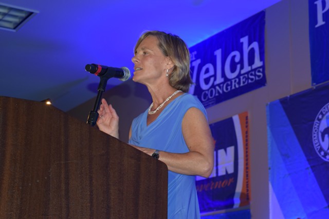 Sue Minter at a Democratic Party dinner in June - FILE: TERRI HALLENBECK