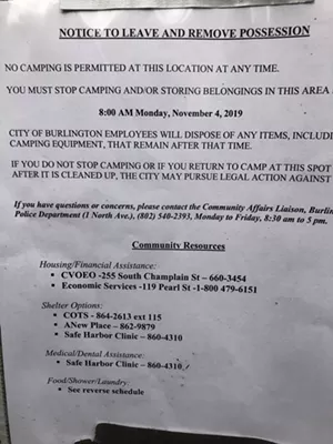 Burlington Warns Campers to Stay Away From Site at City Hall