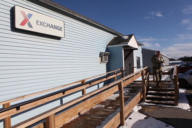 The exchange sells goods to service members  out of a modest building on base - KEVIN MCCALLUM