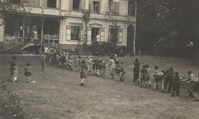 Children play tug of war at the orphanage in France where she stayed for six months in 1939 - COURTESY OF THE KEIBEL FAMILY