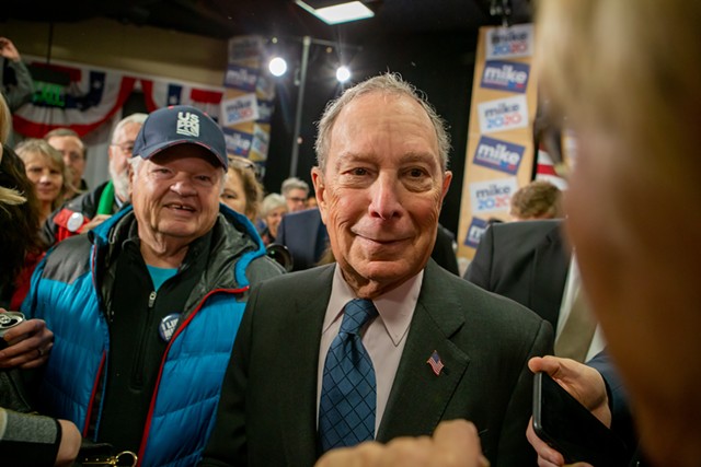 Michael Bloomberg campaigning Monday at the ECHO Leahy Center for Lake Champlain - LUKE AWTRY