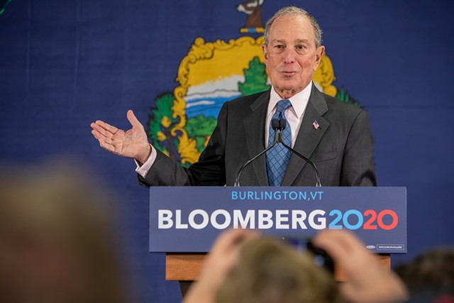 Michael Bloomberg speaking Monday at the ECHO Leahy Center for Lake Champlain - LUKE AWTRY