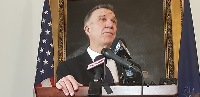 Gov. Phil Scott at a Statehouse press conference last week. - KEVIN MCCALLUM
