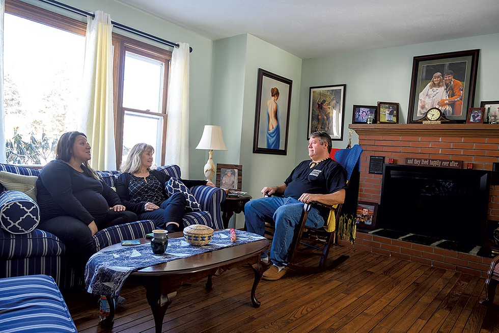 Nulhegan Chief Don Stevens at home with his wife, Diane, and daughter Jocelyn Meilleur - CALEB KENNA