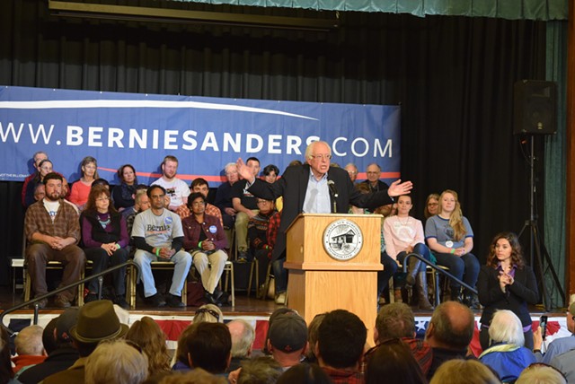 Bernie Sanders campaigning in New Hampshire last weekend - TERRI HALLENBECK