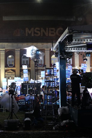 An MSNBC set outside Winthrop College's Byrne Auditorium - PAUL HEINTZ