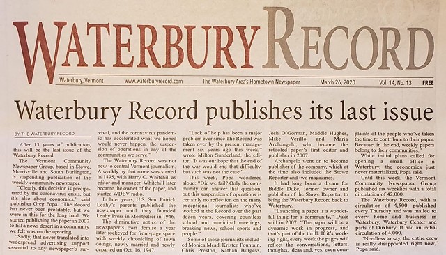 The final edition of the Waterbury Record - SCREENSHOT