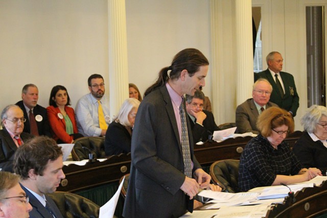 Sen. David Zuckerman speaks in the Vermont Senate last spring - FILE: PAUL HEINTZ