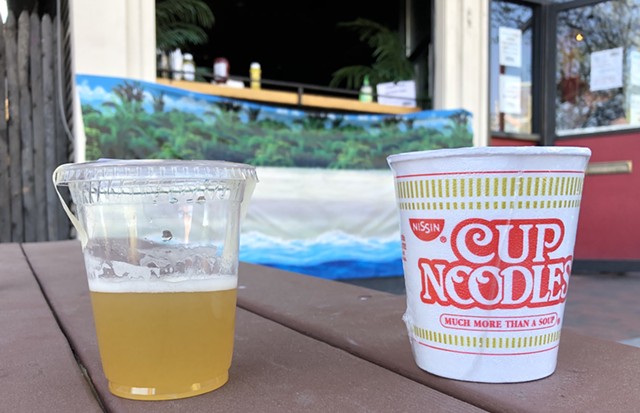 Maple-Whiskey Lemonade and a Cup of Noodles to-go from the Monkey House - JORDAN BARRY