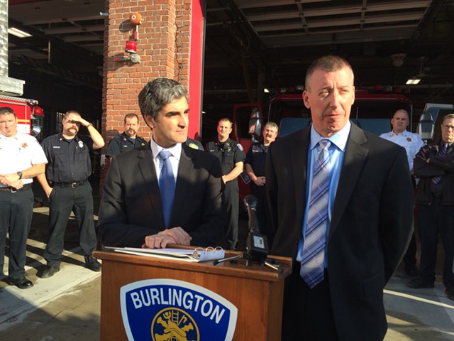 Mayor Miro Weinberger introduces his pick for Burlington's new fire chief: Steven Locke. - ALICIA FREESE