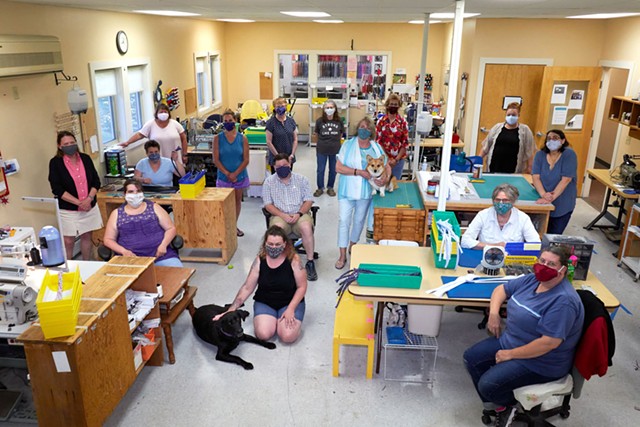 The Beau Ties crew in their Middlebury factory - COURTESY OF TODD BALFOUR/BALFOUR STUDIOS