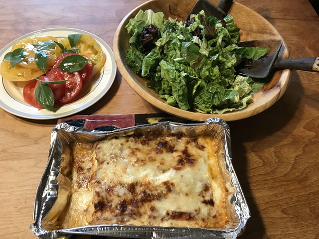 Shelburne Farms lasagna with salad - SALLY POLLAK ©️ SEVEN DAYS