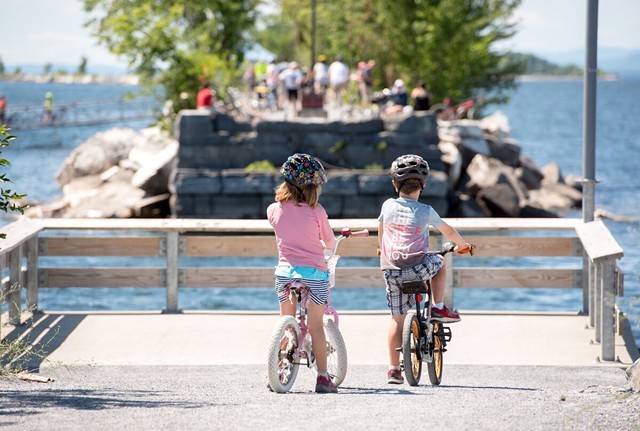 Children wait on the ferry dock - COURTESY OF LOCAL MOTION