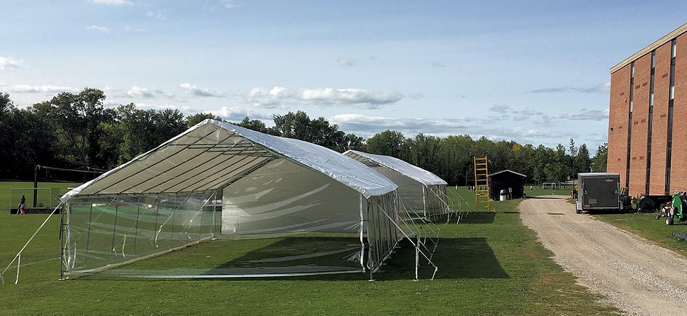 Outdoor learning tents at Middlebury Union High School - COURTESY OF MICHELLE STEELE