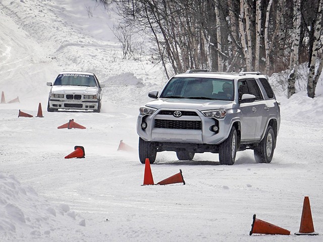 Cars on the winter driving school course at Team O'Neil Rally School - COURTESY OF TEAM O'NEIL RALLY SCHOOL