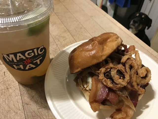 Moscow Mule and Rodeo Burger from Mule Bar - SALLY POLLAK ©️ SEVEN DAYS