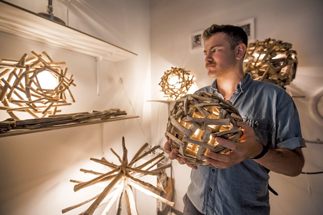 Clay Morhman with his driftwood lamps in 2018 - FILE: LUKE AWTRY