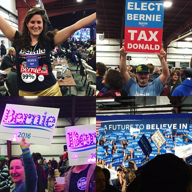 Supporters at the Bernie Sanders rally in Essex - JAMES BUCK