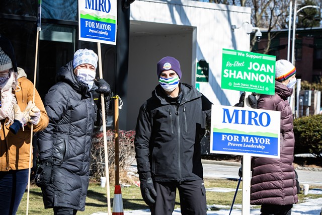 Mayor Miro Weinberger campaigning Tuesday - FILE: LUKE AWTRY