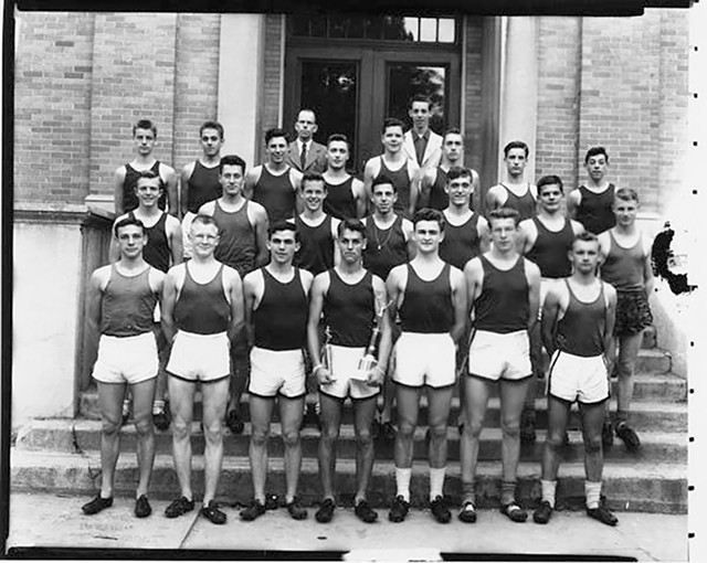Boys' varsity track team, 1949 - COURTESY OF UNIVERSITY OF VERMONT SPECIAL COLLECTIONS