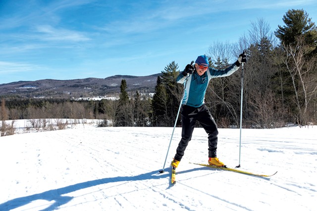 Sam Chambers nordic skiing at Blueberry Lake Cross Country Center - JEB WALLACE-BRODEUR