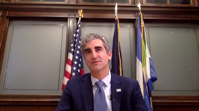 Mayor Miro Weinberger delivers his speech on Monday via Zoom - SCREENSHOT