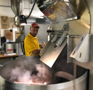 Vermont Coffee Company employee Rob DiNapoli roasting coffee - COURTESY VERMONT COFFEE COMPANY
