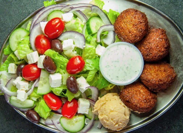 Falafel Greek Salad at Café Mediterano - COURTESY BARNEY CRNALIC