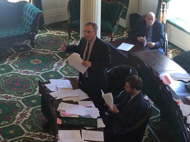Sen. Phil Baruth presents proposed rules addressing ethics and financial disclosures. - NANCY REMSEN