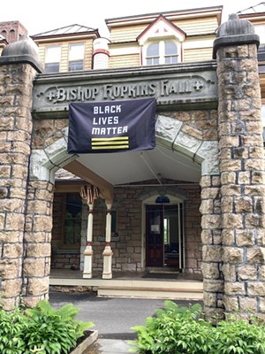 Hopkins Hall adorned with a new banner - COURTESY OF ROCK POINT SCHOOL