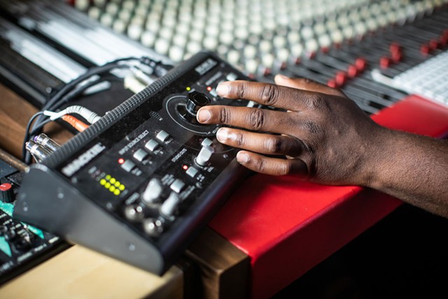 Urian Hackney at his Burlington recording studio, the Box - LUKE AWTRY