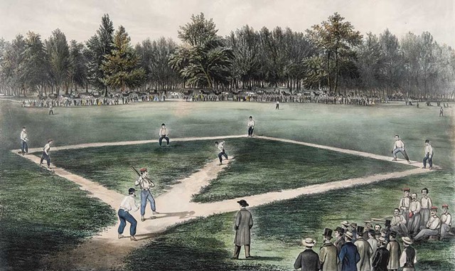 "American National Game of Baseball" &#10;by Currier &amp; Ives - COURTESY OF SHELBURNE MUSEUM/JOSLYN MUSEUM