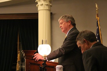 Senate President Pro Tem John Campbell speaks Friday night at the Statehouse. - PAUL HEINTZ