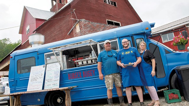 From left: Brent, Alex and Diana Newton in front of the Burger Buggy - CALEB KENNA