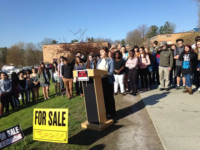 Burlington High School Students Protest Cuts With &lsquo;For Sale&rsquo; Signs